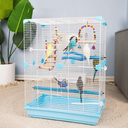 Professional Birdcage Pet Supplies Bird Carrier Gardening Decor Parrot Cages for Large Birds,Decorative Bird Cages Home Decor,Large Household Bird Cage,Luxury Pet Bird Villa(Blue C)