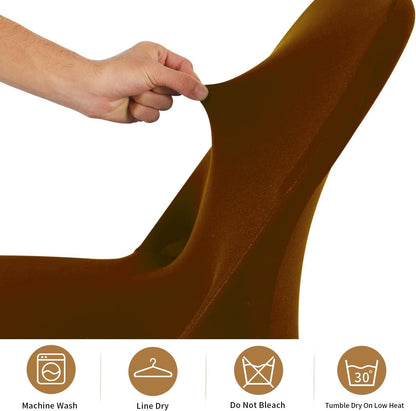 6 ManMengJi Brown Folding Chair Covers, Spandex Folding Chair Covers PCS, Banquet Chair Slipcovers for Party, Wedding