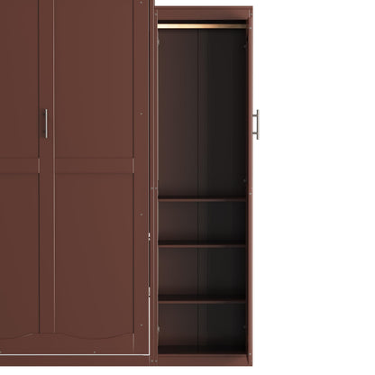 Ball & Cast Murphy Bed Queen Size,Wood Foldable Wall Bed with 2 Sides Wardrobe and Storage Shelf, Hidden Cabinet Bed Frame for Bedroom,Guest Room,Space Saving,No Box Spring Needed,Walnut
