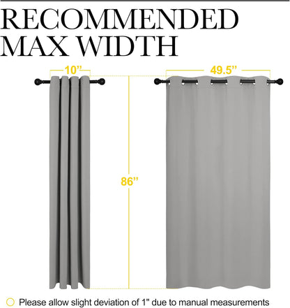 NICETOWN Silver Grey Room Darkening Curtain Panels - 86" Long | Heat-Blocking Drapes for RV & Studio (55" Width, 2 Panels)