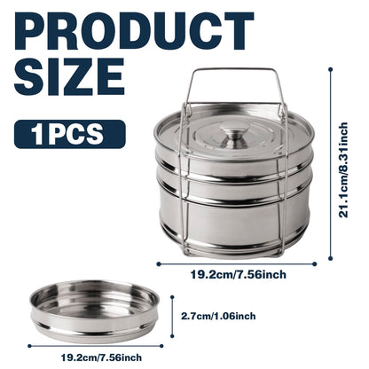 YQGQSUAK 3-Tier Stackable Steamer Insert Pans with Sling for Instant Pot Accessories 6/8 Qt - Pot in Pot, Food Steaming Trays, Dishwasher Safe, 304 Stainless Steel, 7.6" x 8.3"