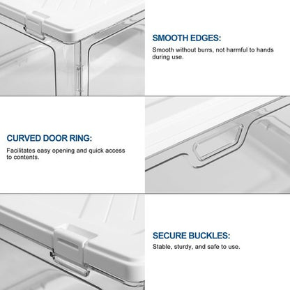 HYBRIDEAS Clear Stackable Storage Bins - 3-Pack with Lids & Magnetic Doors | Large 24 QT Craft Organizers