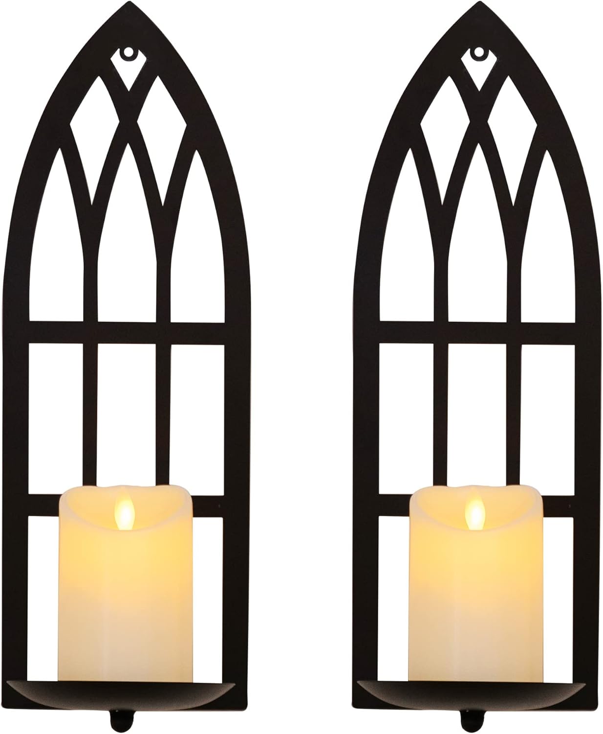 15.8'' Set Set 2 HPC Decor Candle Sconce of Two- Black Metal Candle Wall Sconces- Wall Sconce Candle Holder - Sconces