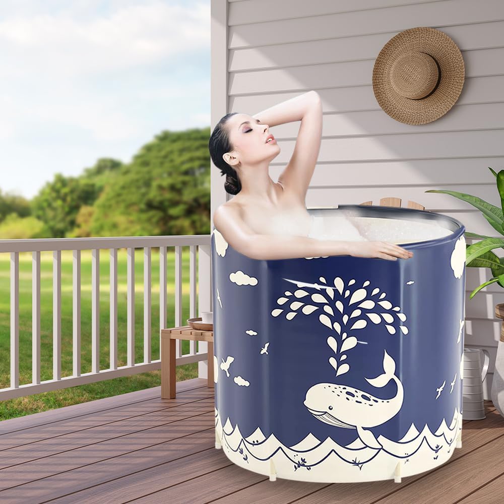 27inch) STARBRILLIANT Portable Foldable Bathtub, Collapsible Adult Travel Bath Tub for Camping, Home & Spa