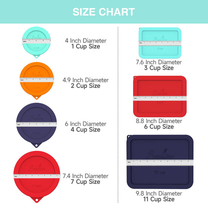 Sophico Round Silicone Storage Cover Lids Replacement for Anchor Hocking and Pyrex Glass Bowls (Container not Included) (4 Size, 8 Pack)