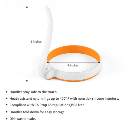 GAGAQI Silicone Fried Egg Cooker Rings Set,Nonstick,Easy to Use&Clean, 4-pack, Round Egg Mold for Cooking Pancake,Breakfast Sandwich, fit McMuffin Biscuit,Griddle Egg Ring for Frying Eggs