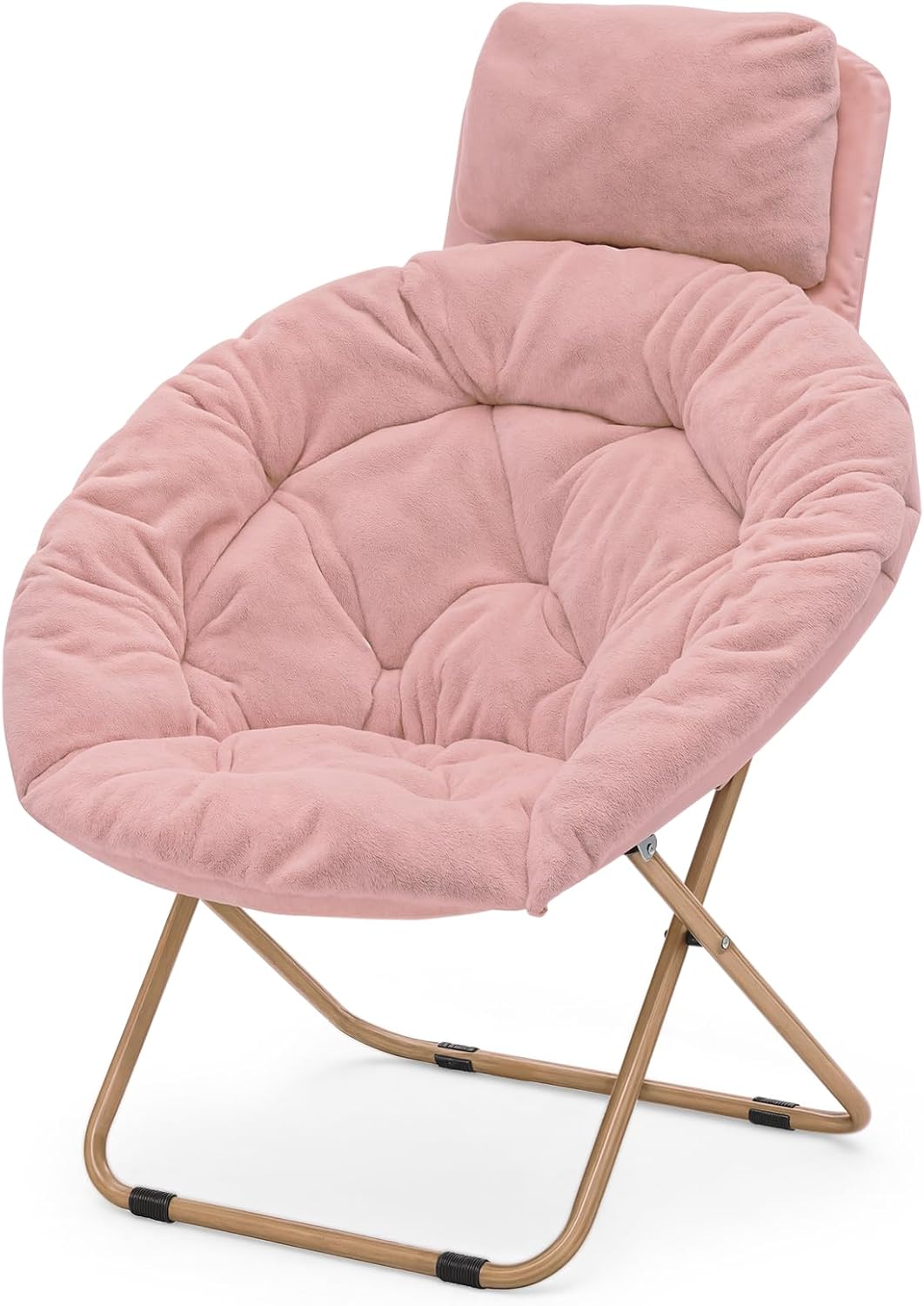 Magshion Saucer Chair with Removable Headrest, Folding Moon Chair for Adults, Oversized Comfy Reading Seat for Bedroom