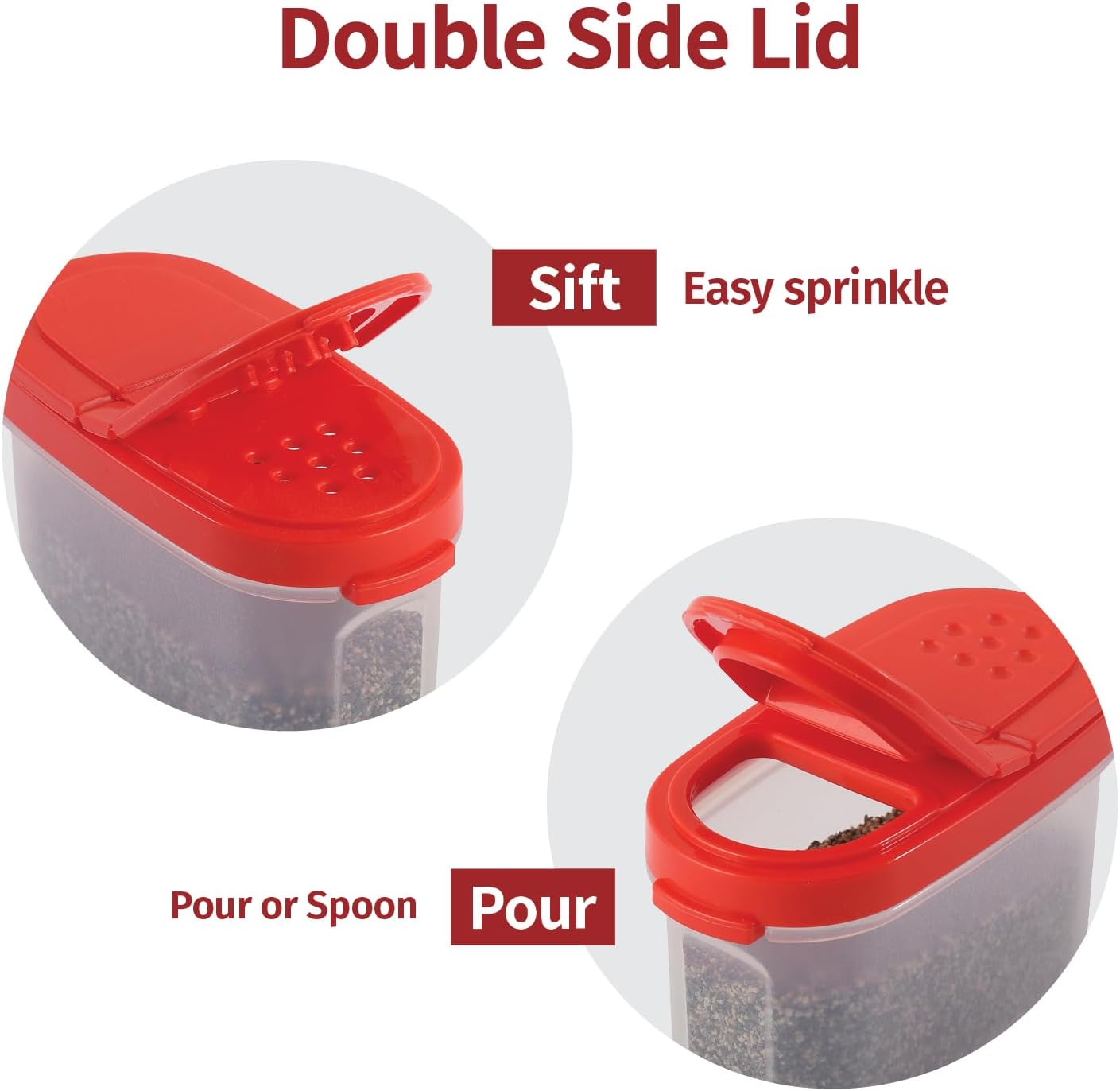 SIGNORA WARE Spice Jars Set - 8 oz Refillable Airtight Containers with 2 in 1 Pour/Sift Shaker Lids, 2 pk