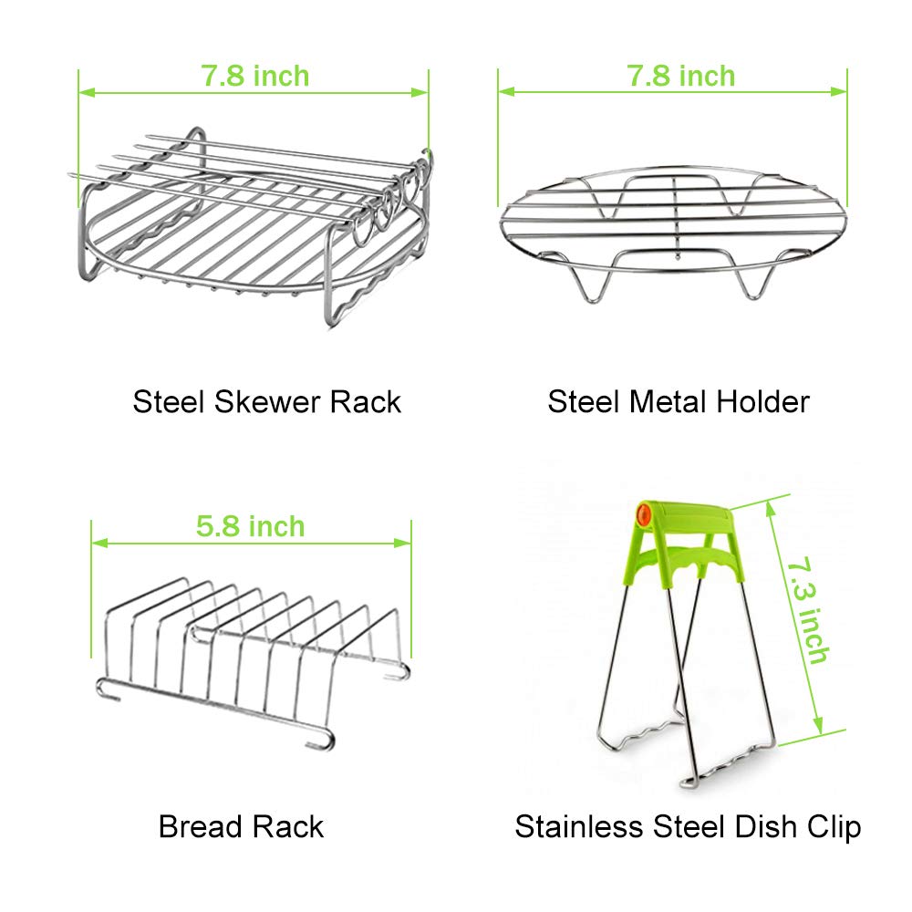 Dual Basket Air Fryer Accessories, 15pcs Set for Ninja DZ401 DZ201 Foodi Dualzone Air Fryers with 100pcs Air Fryer Liners, 2 Non-Stick Pans, Bread,Toasting,Skewer Racks, 6 Cake Cups, 2 Mitts, Recipes