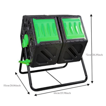 Kitchen Compost Bin, Outdoor Dual Chamber Compost Bin, 31 Gallon Rotating Composter Tumbling with 2 Sliding Doors and Aeration System, Garden Compost Tumbler, BPA Free ,Indoor Compost Bin with Lid ( C