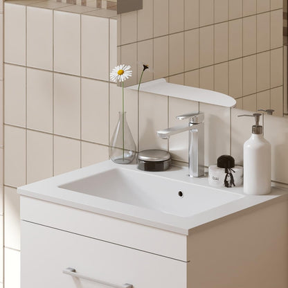 KEIKI 24" Gloss Wall-Mounted Bathroom Vanity with Ceramic Sink, Double Soft-Close Drawers, Modern Minimalist Design