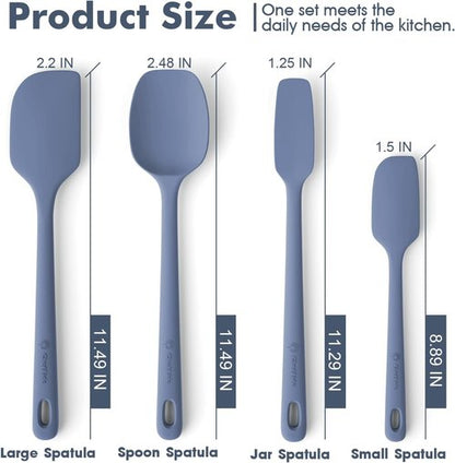 ChefAide Silicone Spatula Set - 4 Pieces with Ergonomic Grip & Heat Resistance for Nonstick Cookware