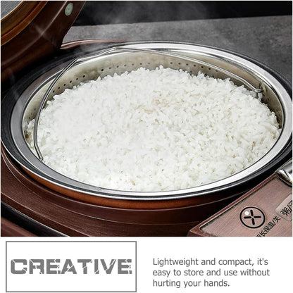 Luxshiny Rice Cooker Steamer Basket with Handle, Stainless Steel for Steaming Food, Meat, Fish, Rice, Veggies
