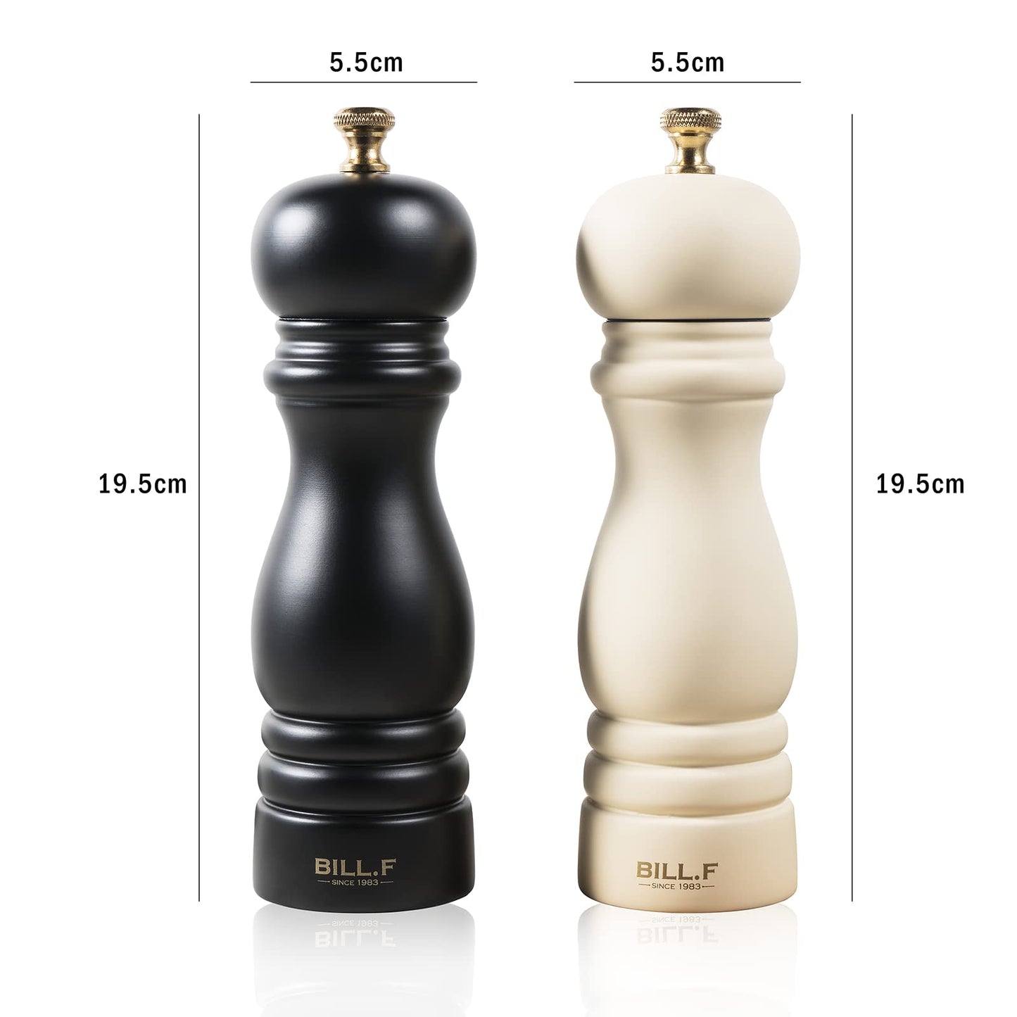 Salt and Pepper Grinder Pepper Mill Grinder Pepper Grinders Shakers Salt Mill Set of 2 with Adjustable Ceramic Rotor 7 Inch Black and White