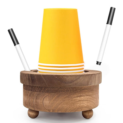 GEMLORD Wooden Cup Holder with Marker Slot, Disposable Cup Holder, Paper Cup Dispenser for Party Decoration Bathroom Kitchen Showers, Weddings & Events
