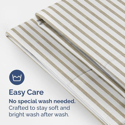King Pillow Cases by [Brand Name] - Ultra Soft Hotel Quality Covers | Comfy, Wrinkle-Free, Beige Stripes - Set of 2