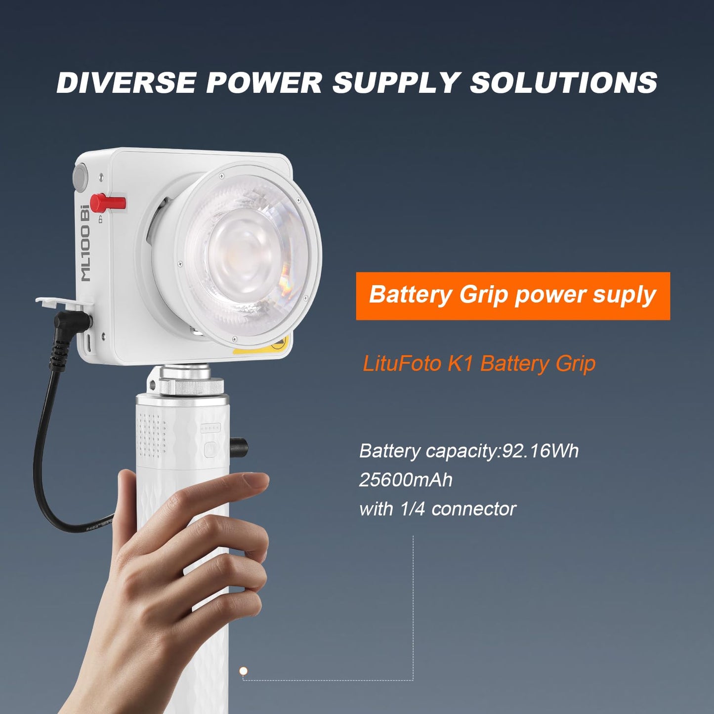 Godox ML100Bi 120W LED Video Light with Battery Grip, 2800K-6500K Bi-Color Continuous Output LED Video Light for Filming, Live Streaming and Video and Studio Photography