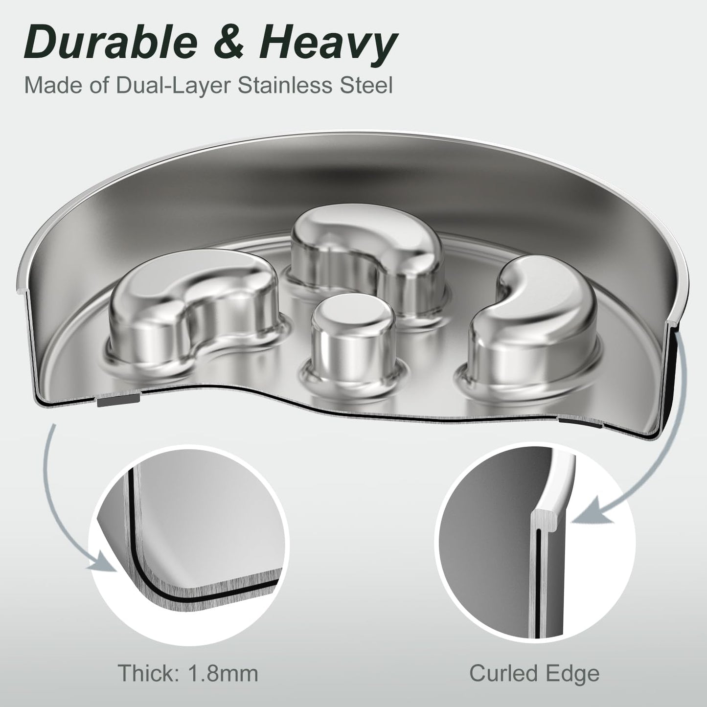 Slow Feeder Dog Bowl, Double Wall Food Grade Stainless Steel, Heavy Duty with Non-Slip Rubber Base, 2Cups Capacity for Medium Dogs to Slow Down Eating