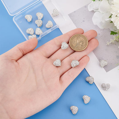 PH PandaHall 16pcs Heart Rhinestone Crystal Disco Ball Craft Love Beads Diamond for Bracelet Necklace Earring Christmas Jewelry Making 10x12mm