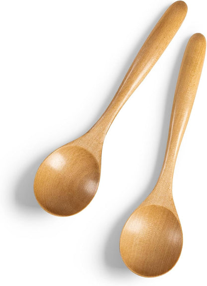 2 6.7 inch Set, PCS Wooden Spoons for Honey, Small Wooden Spoons - Terrific for Tea, Coffee & Soup, Little Schima Wood