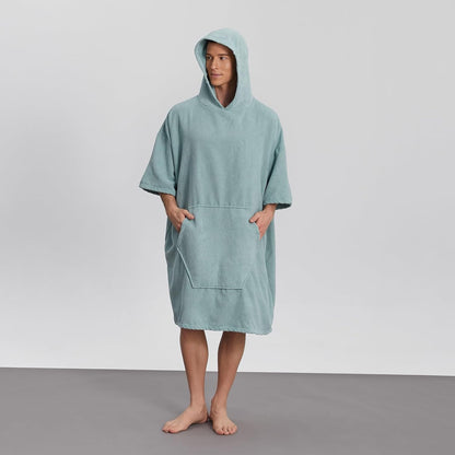 Swimmer Surf Poncho Hooded Towel for Adults Quick Dry Beach Changing Robe with Pockets, Unisex Swim Cover-Up, Grass