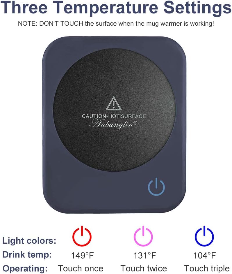 Anbanglin Coffee Mug Warmer, Smart Cup Warmer for Desk, Electric Warmer for Heating Candle, Milk, Tea, Dark Blue-No Cup