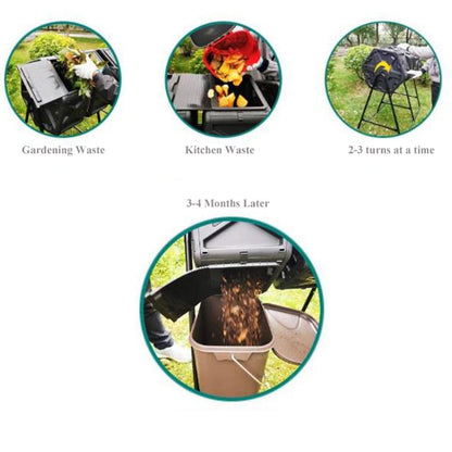Kitchen Compost Bin, Compost Bin Tumbling Composter Rotating w/ 2 Doors Compost Bin, Dual Chamber All Season Heavy Duty Outdoor Gardening Composting Tumblers Garden Yard (140L/37 Gallon, Black) ,Indoo