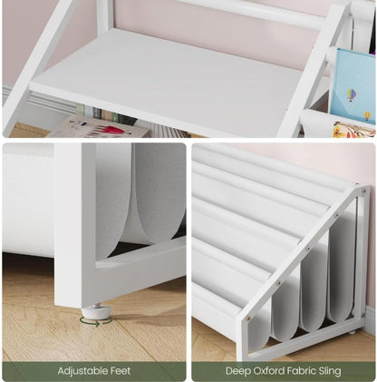 2 4-Tier TCW16WB CHOEZON Kids Bookshelf, Book Shelf for Kids Rooms, Toddler Bookshelf with Open Shelves and Sling Rack