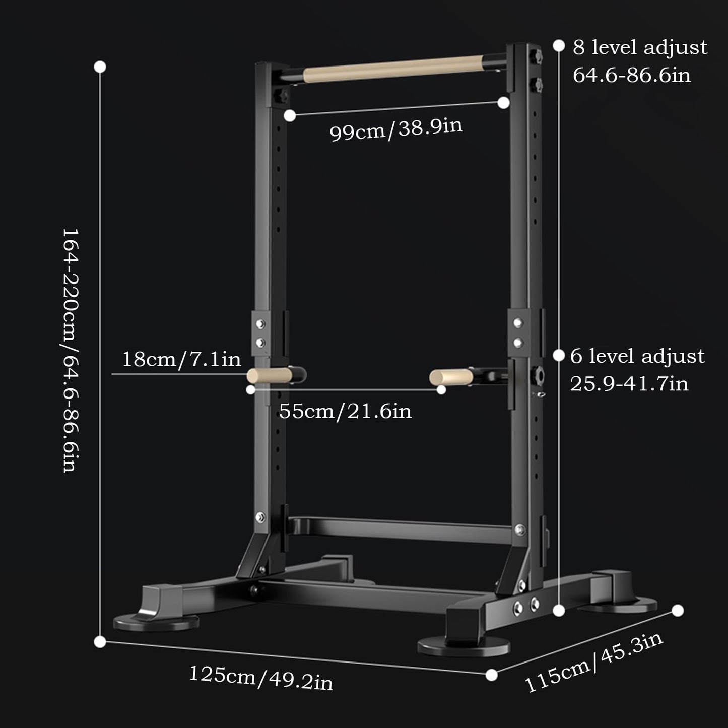 Freestanding Pull Up Bar Power Tower Multifunction Dip Station Adjustable Workout Chin Up Bar Strength Training Equipment Home Gym 1100lbs Support