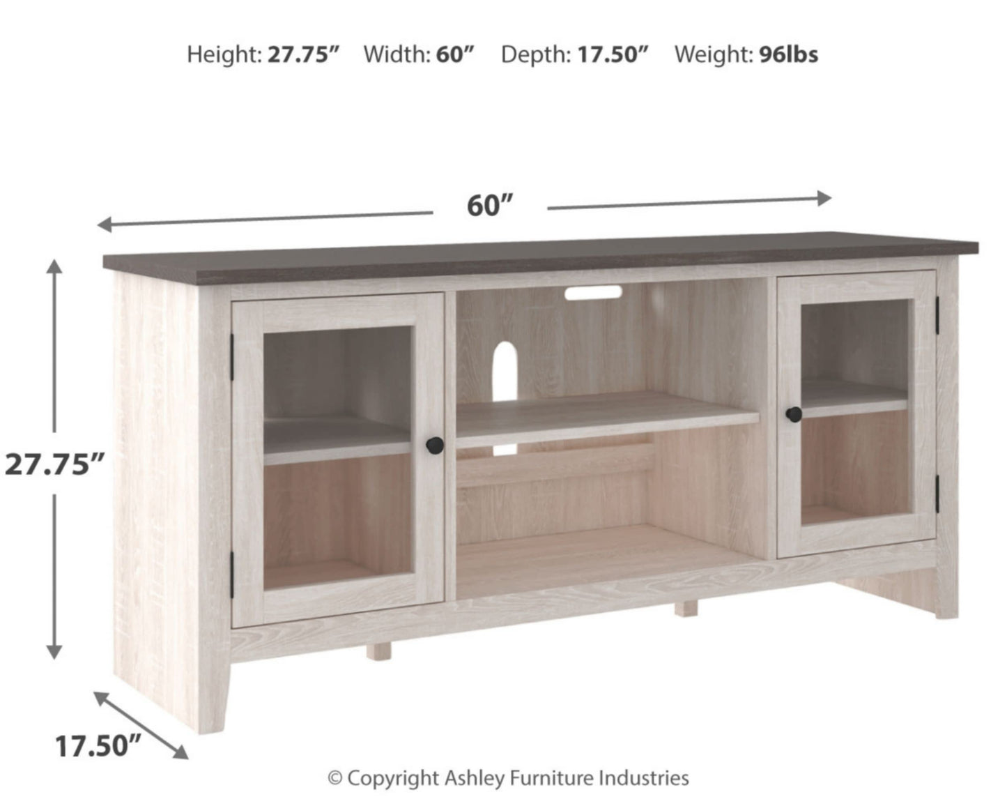 Signature Design by Ashley Dorrinson Farmhouse TV Stand with Fireplace Option, Fits TVs up to 58", Whitewash