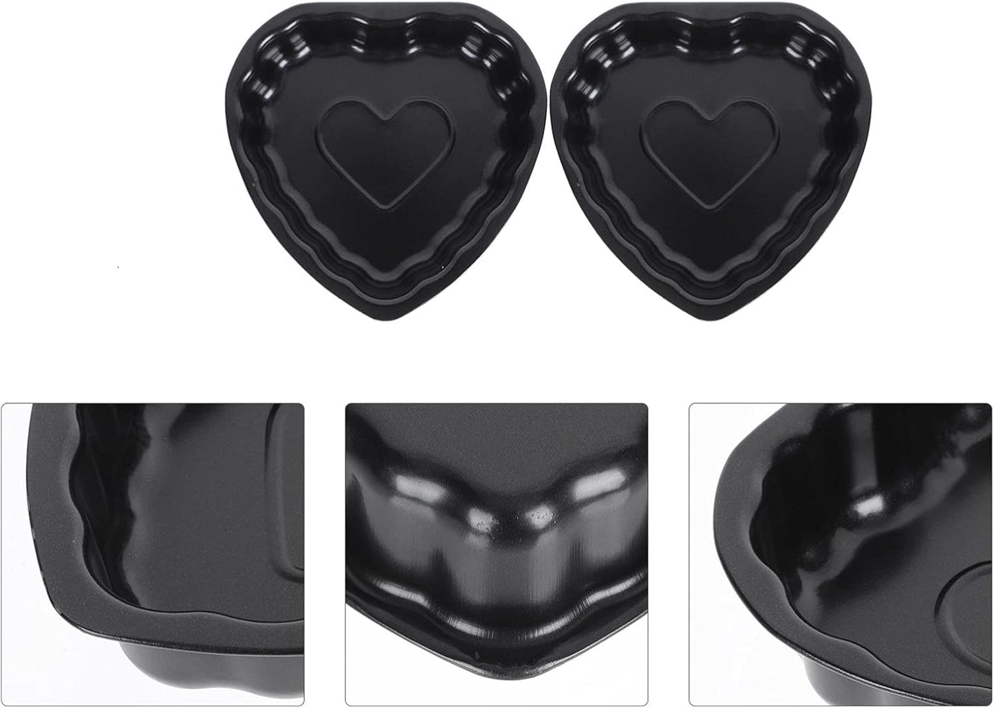 Yardwe 2pcs Round Nonstick Baking Metal Heart Shape Cake Pans for Fondant, Cookie, Chocolate, Cupcake
