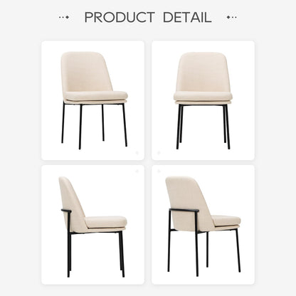 COLAMY Dining Chairs Set of 4, Modern Dining Chairs, Fabric Upholstered Dining Chairs, Kitchen Chairs with Curved Back and Metal Legs for Dining Room Kitchen Restaurant, Beige
