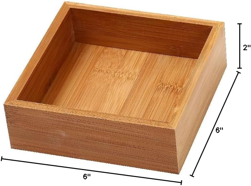 YBM Home Kitchen Drawer Organizer Storage Box, Bamboo, 6x6x2 Inch, 1 Each