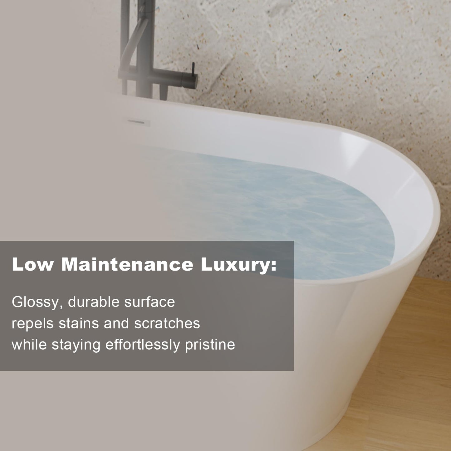 Zavdte 59'' Freestanding Acrylic Bathtub, Gloss White Stand Alone Soaking Tub with Toe-tap Chrome Drain, Double-Wall Insulation, CUPC Certified, Easy Install & Spacious Design