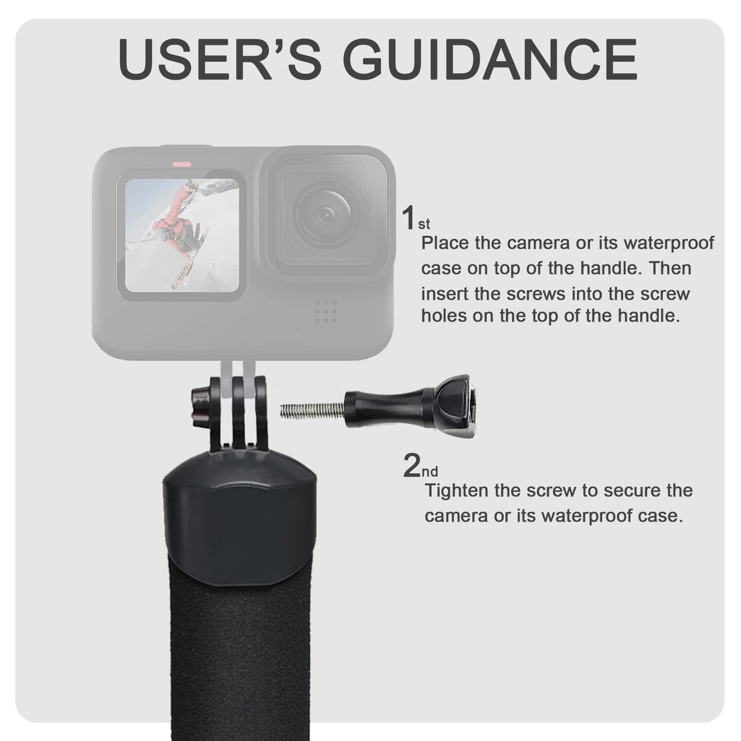 FitStill Waterproof Monopod Floating Hand Grip for Go Pro Hero 13/12/11/10/9/8/7/6/5/4/3 Session DJI Osmo and Other Action Cameras.Snorkeling Underwater Diving Pole Stick