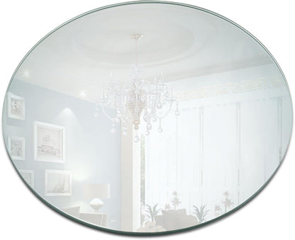 PARNOO 12 Inch Round Mirror Plate, Set of 12, 1.5mm Thick Glass Tiles with Smooth Edges for Candle Wedding Centerpieces