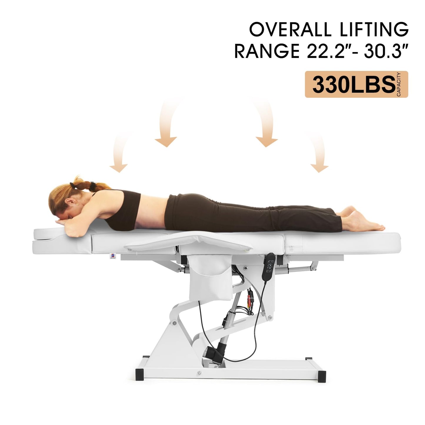 Artist hand Facial Bed for Esthetician MassageTable Beauty Bed Medical Aesthetic Tattoo Procedure Bed with 3 Motor Electrical Adjustments,White