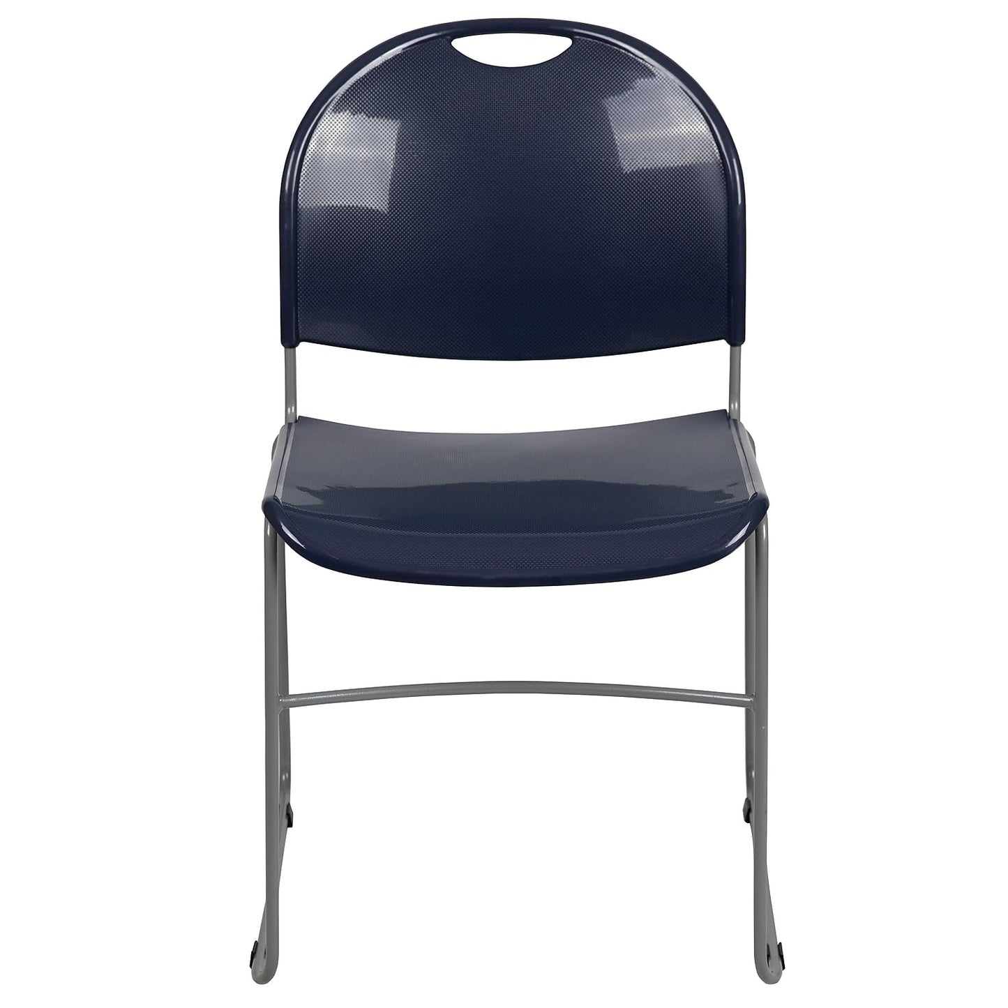 Flash Furniture HERCULES Series 5 Pack 880 lb. Capacity Navy Ultra-Compact Stack Chair with Silver Powder Coated Frame