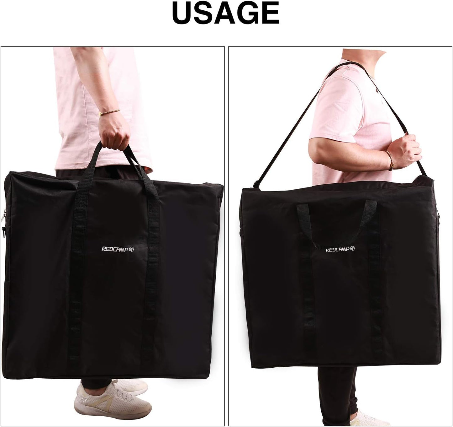 26x25 inches REDCAMP Oxford Carry Bag for Folding Table, Extra Large Strong Heavy Duty Storage Bag with Handles, Black