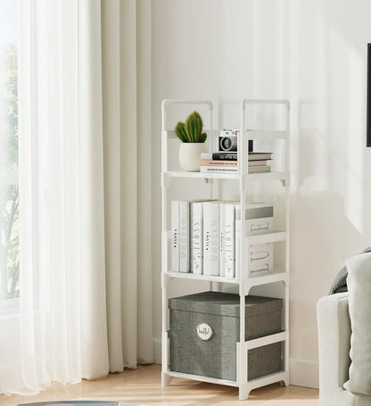 3 FIDUCIAL HOME Tiers Small Bookshelf Book Shelf White Kids Bookcase Mini Short Book Rack Storage Organizer Easy