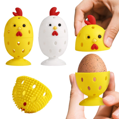 wonlex 4PCS Egg Brush Cleaner Multipurpose Fruit and Vegetable Rotating Scrubber Tool for Fresh Eggs, Reusable Chicken Duck Egg Washer Scrubber (White+Yellow)