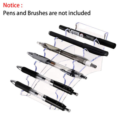 Hipiwe Acrylic Pen Holder Display Stand Clear Makeup Brush Rack Organizer Holder 6-Slots Nail Brush Eyebrow Fountain Pen Rack Display (Pack of 2)