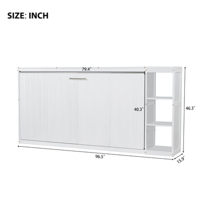 GDFStudio Boden Twin Size Murphy Bed, 4 Storage Shelves, Ample Storage Space, Organized as Cabinet, Saving Space Design, Twin Size Murphy Bed with Bookshelf, Perfect for Small Apartment, White