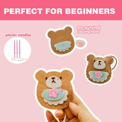 Ferberbears Flet Sewing Kit for Kids Arts and DIY Crafts Kit for Girls Handmade Animal Hanging Charms Beginner 8-10-12 Birthday Gift