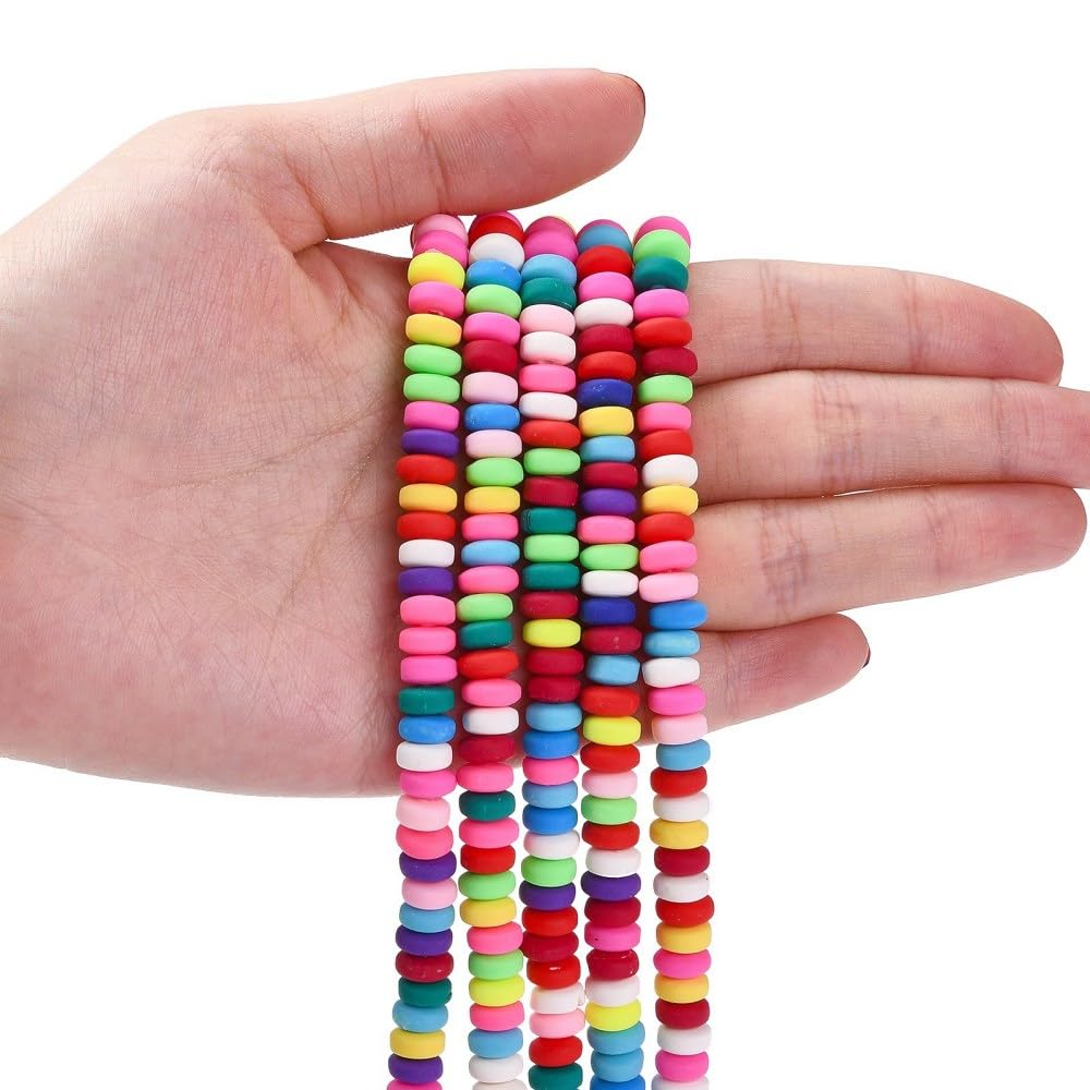 DanLingJewelry 1100Pcs 6-7mm Rondelle Flat Round Handmade Polymer Clay Lentil Beads Colorful Abacus Spacer Beads for Bracelet Jewelry Making