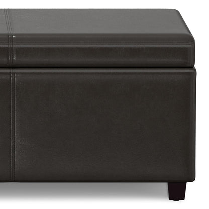SIMPLIHOME Avalon Extra Large Storage Ottoman Bench - 54 inch Wide Upholstered Vegan Leather Rectangular Lift-Top Ottoman in Tanners Brown, Contemporary Bench for Living Room with Hidden Storage