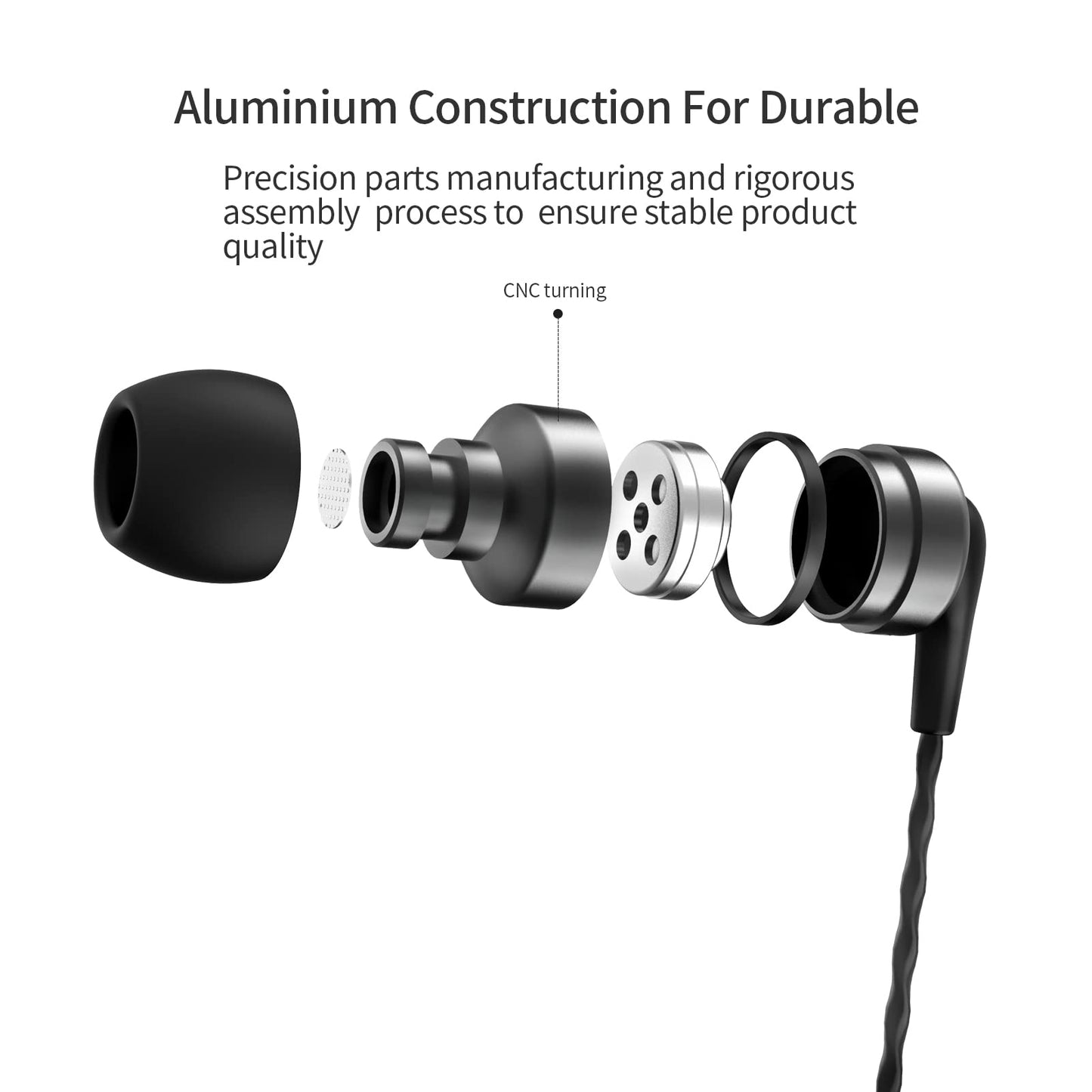 SoundMAGIC E80 Wired Earbuds, in-Ear Headphones with HiFi Stereo Sound and Noise Isolating, 3.5mm Jack for Phones and Laptops, No Mic (Gunmetal)