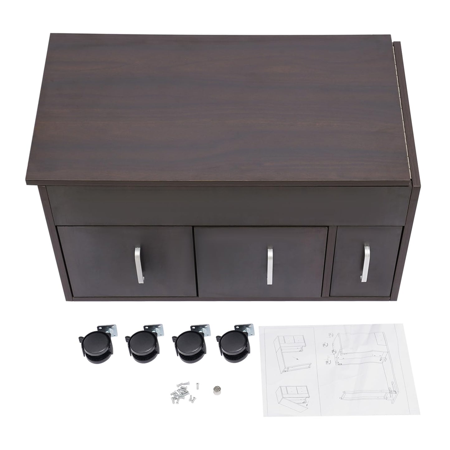 TREMENPOW Foldable Manicure Table, Single Station Nail Desk, Manicure Table with 3 Drawers & Wheels, 220lb Capacity, for Nail Salons, Beauty Spa, Home Office, Writing or Computer Desk