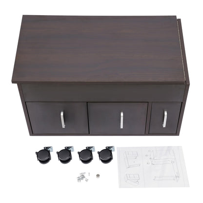 TREMENPOW Foldable Manicure Table, Single Station Nail Desk, Manicure Table with 3 Drawers & Wheels, 220lb Capacity, for Nail Salons, Beauty Spa, Home Office, Writing or Computer Desk