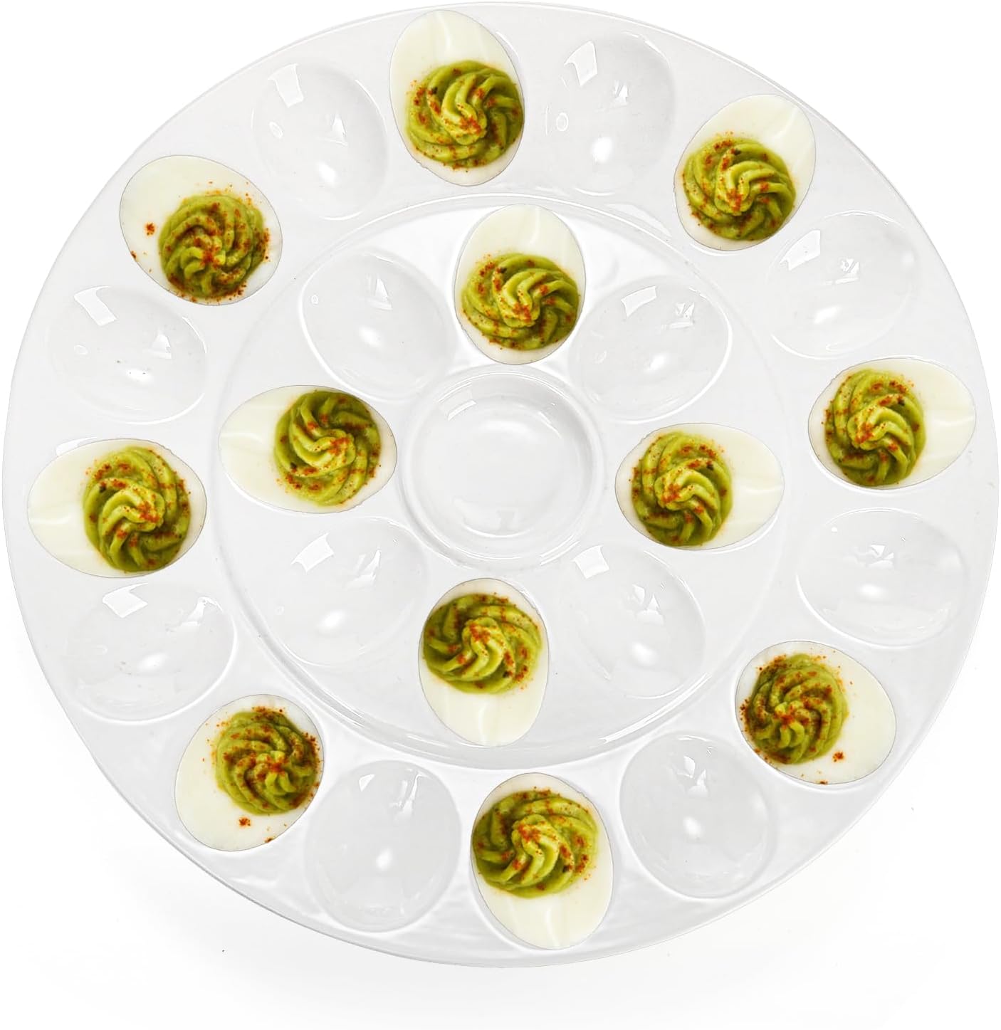 12.6 Inches 25 Foraineam Porcelain Deviled Egg Tray/Platter, White Egg Dish with Compartments